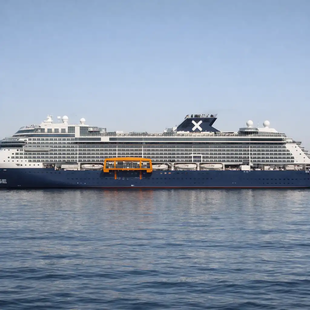 Celebrity Edge with its distinctive Magic Carpet platform
